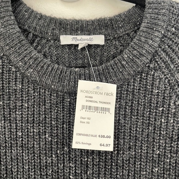 MADEWELL Curved Hem Sweater Dress Donegal Thunder Grey XS - Picture 6 of 7